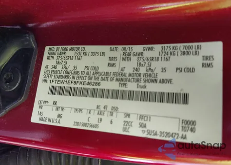 2015 Ford F-150 Xlt z USA, uszkodzony, nr VIN 1FTEW1EF8FKE46286